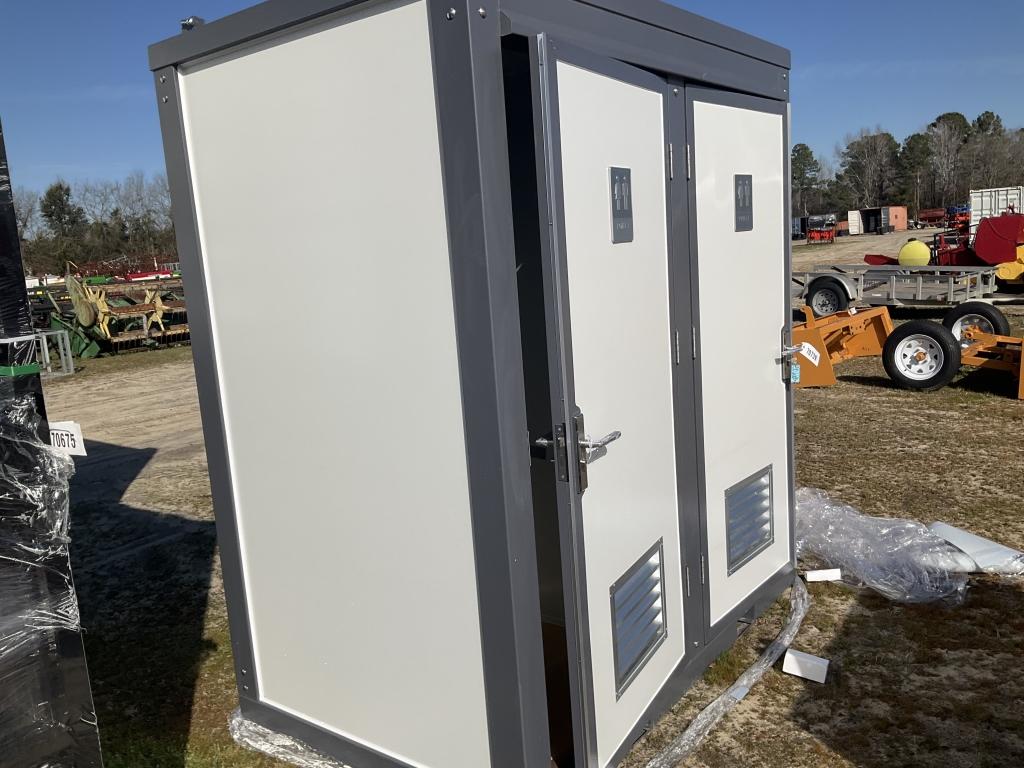 (703)UNUSED BASTONE PORTABLE 2 STALL TOILET