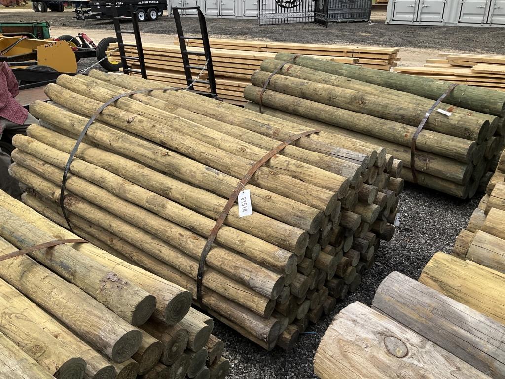 (824)BUNDLE OF 100 - 3" X 7' WOOD POST