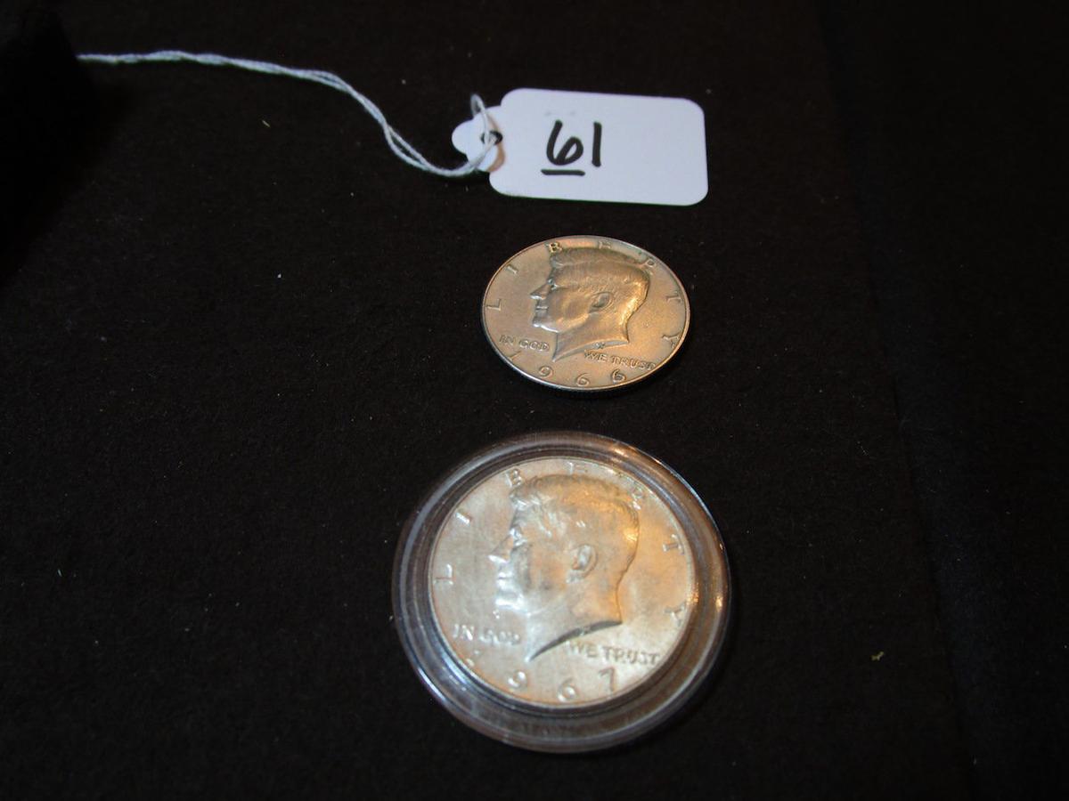 1966 and 1967 Kennedy Half Dollars