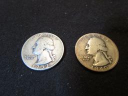 1940 and 1952 Silver Quarters