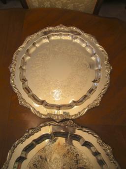 Two Large Heritage 1847 Rogers Bros. Silver Plate Serving Trays