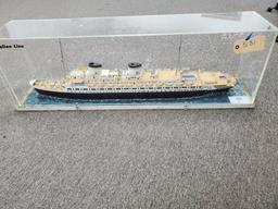 Lot 581- Vintage SS Rex In Display Case, Ship model Approx. 40?L NO RESERVE