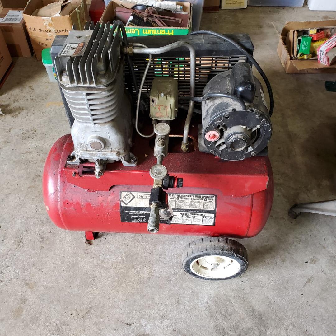 Industrial Nail Gun- 2 Electric Drills With Chargers- 1 Electric Sander- 1 Portable Small Compressor