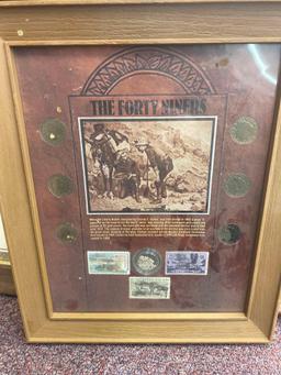 wartime coins, the silver standard, forty niners framed. one album of miscellaneous coins, tokens