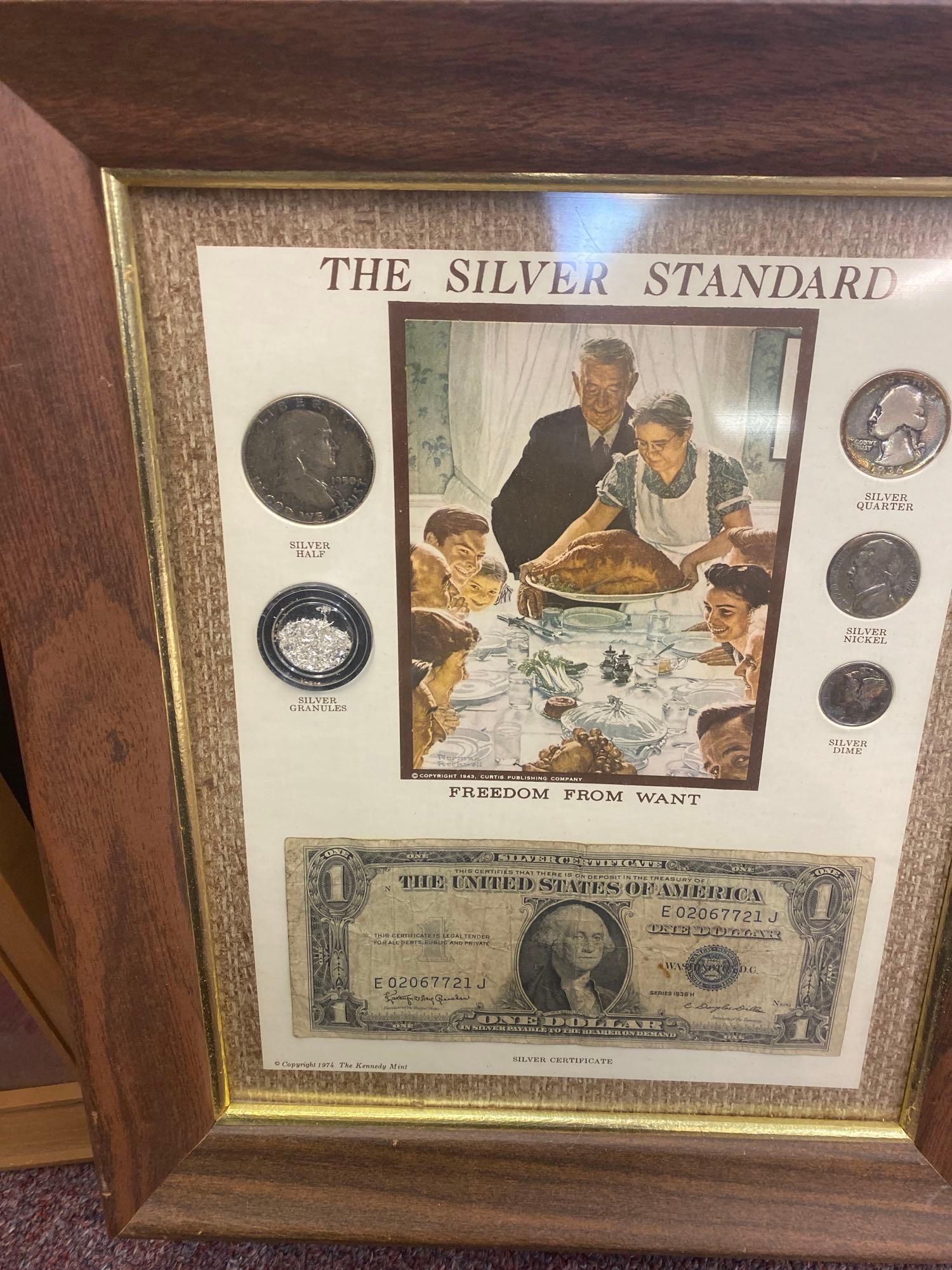 wartime coins, the silver standard, forty niners framed. one album of miscellaneous coins, tokens