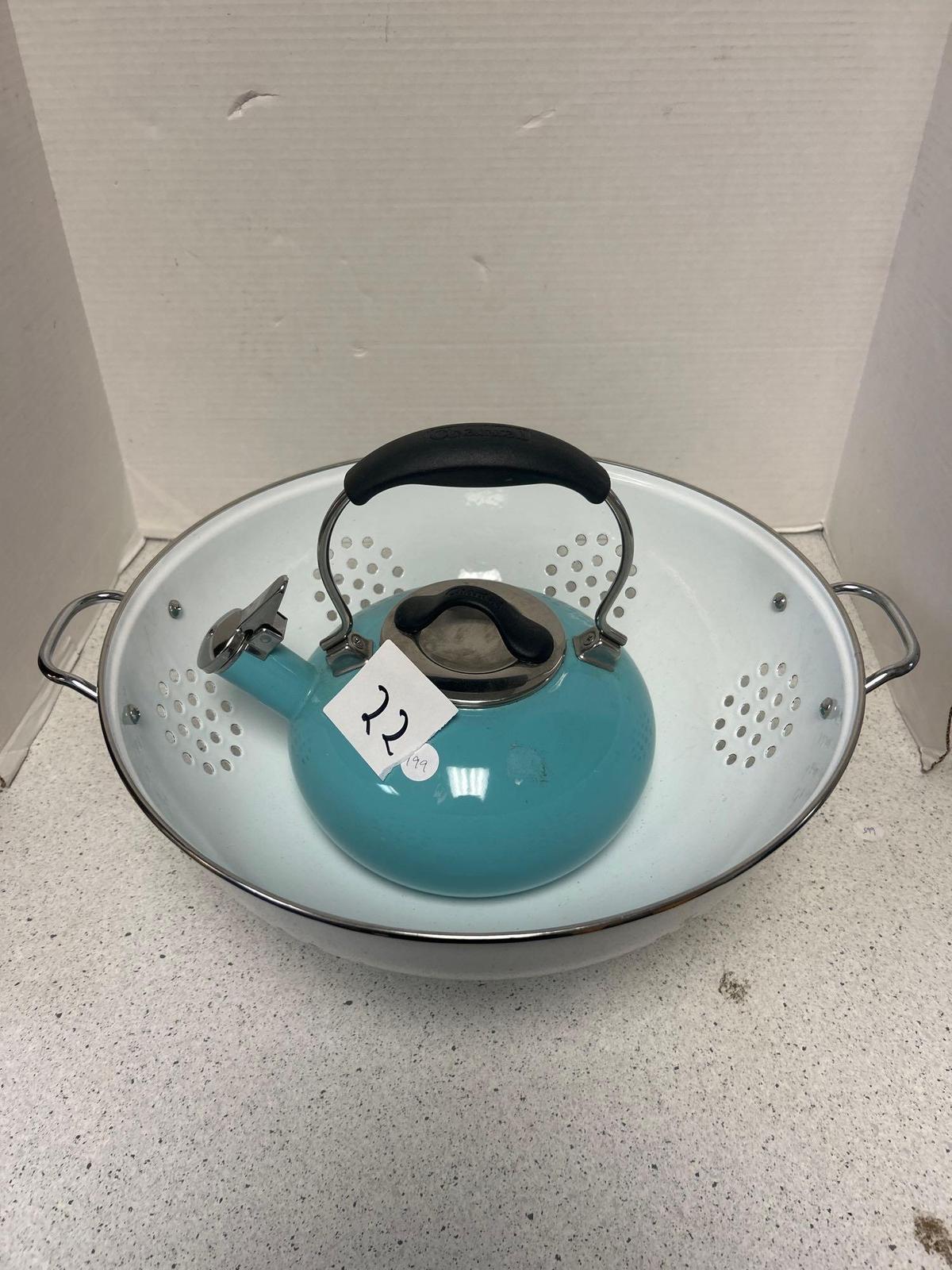 Chantal Tea Kettle, Large Metal Colander