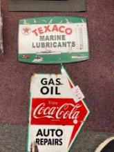 texaco marine thermometer sign Coca-Cola gas oil auto repair sign