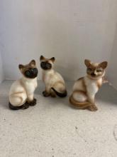 3 vintage Japan Siameses cat figurines