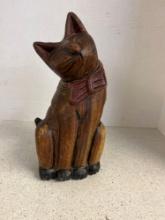 Wood cat figurine 12 inches tall