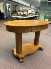 oak parlor empire style antique table w/ drawer