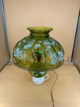 hand painted green glass hanging lamp