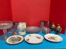 Mixed lot of glassware glasses plates coasters etc