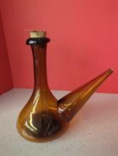 Amber glass carafe pitcher unique corked