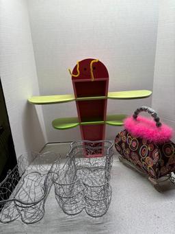 butterfly shelf purse lamp dog shaped baskets three total