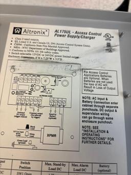 Altronix access control power supply charger