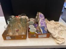 Mixed lot Coke glasses others mugs linens more