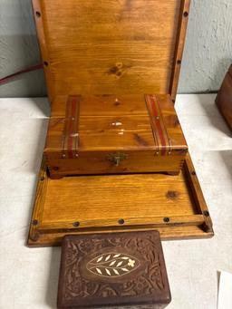 Collection of vintage wooden boxes silver chest etc.