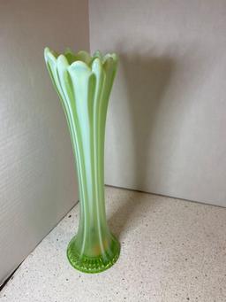 Fostoria heirloom swung green opalescent vase