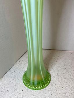 Fostoria heirloom swung green opalescent vase