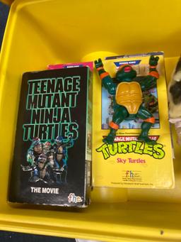 Lego tote on wheels with 3 horses Teenage Mutant Ninja Turtles VHS and more