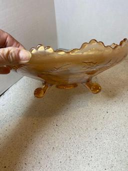Fenton carnival glass footed bowl