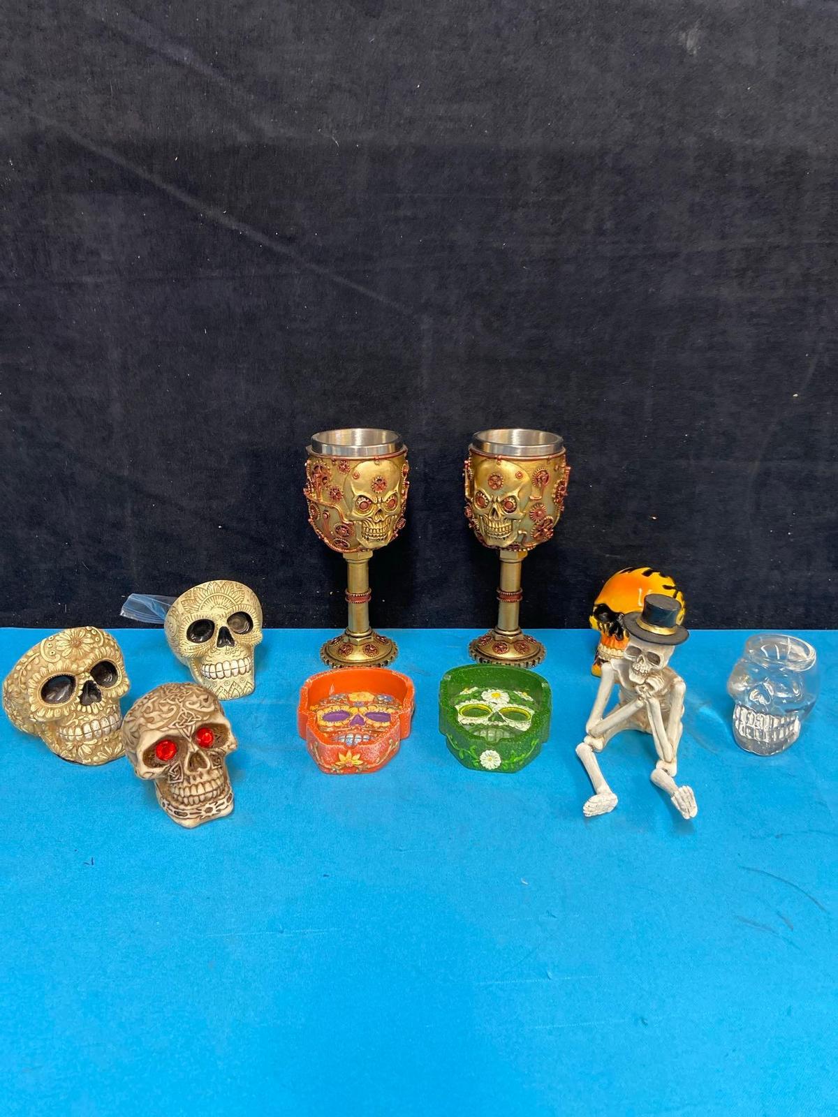 Skulls skull chalices Skull ashtrays