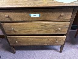 vintage three drawer oak chest