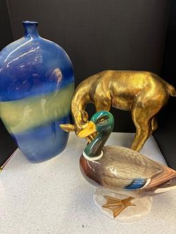 Large Goebel Duck large deer statue has been repaired large floor vase