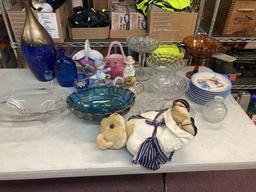 Table lot carnival glass clear glass much more