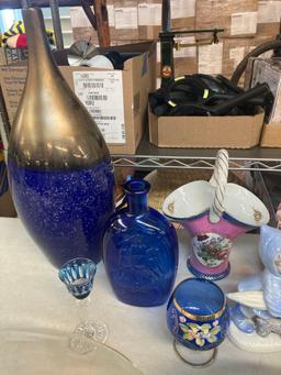 Table lot carnival glass clear glass much more