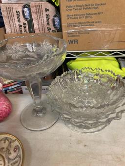 Table lot carnival glass clear glass much more