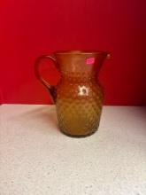 deep Amber hobnail water pitcher