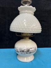 Courier and Ives oil lamps globe and shade