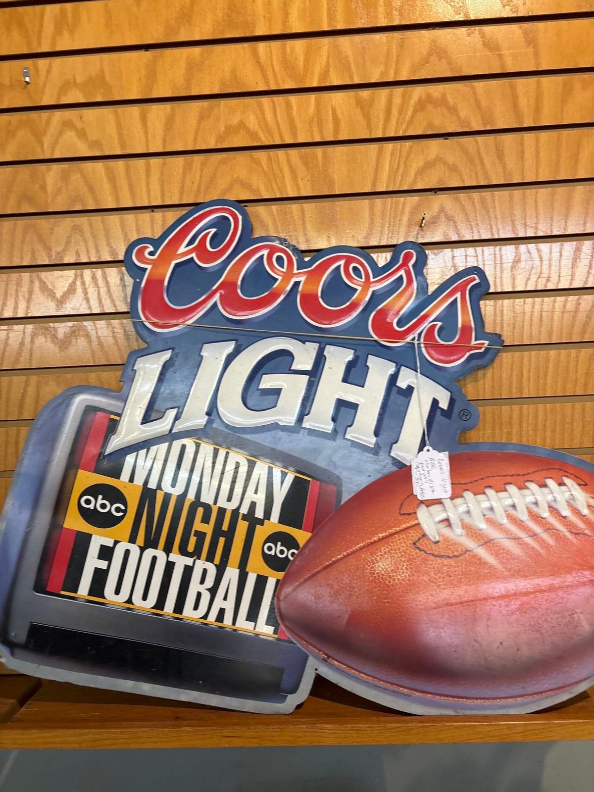 Coors light ABC Monday night football advertising tin sign