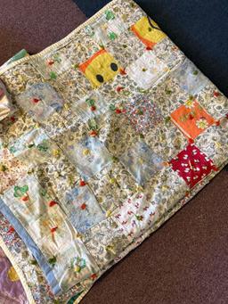4 well used antique handmade quilts