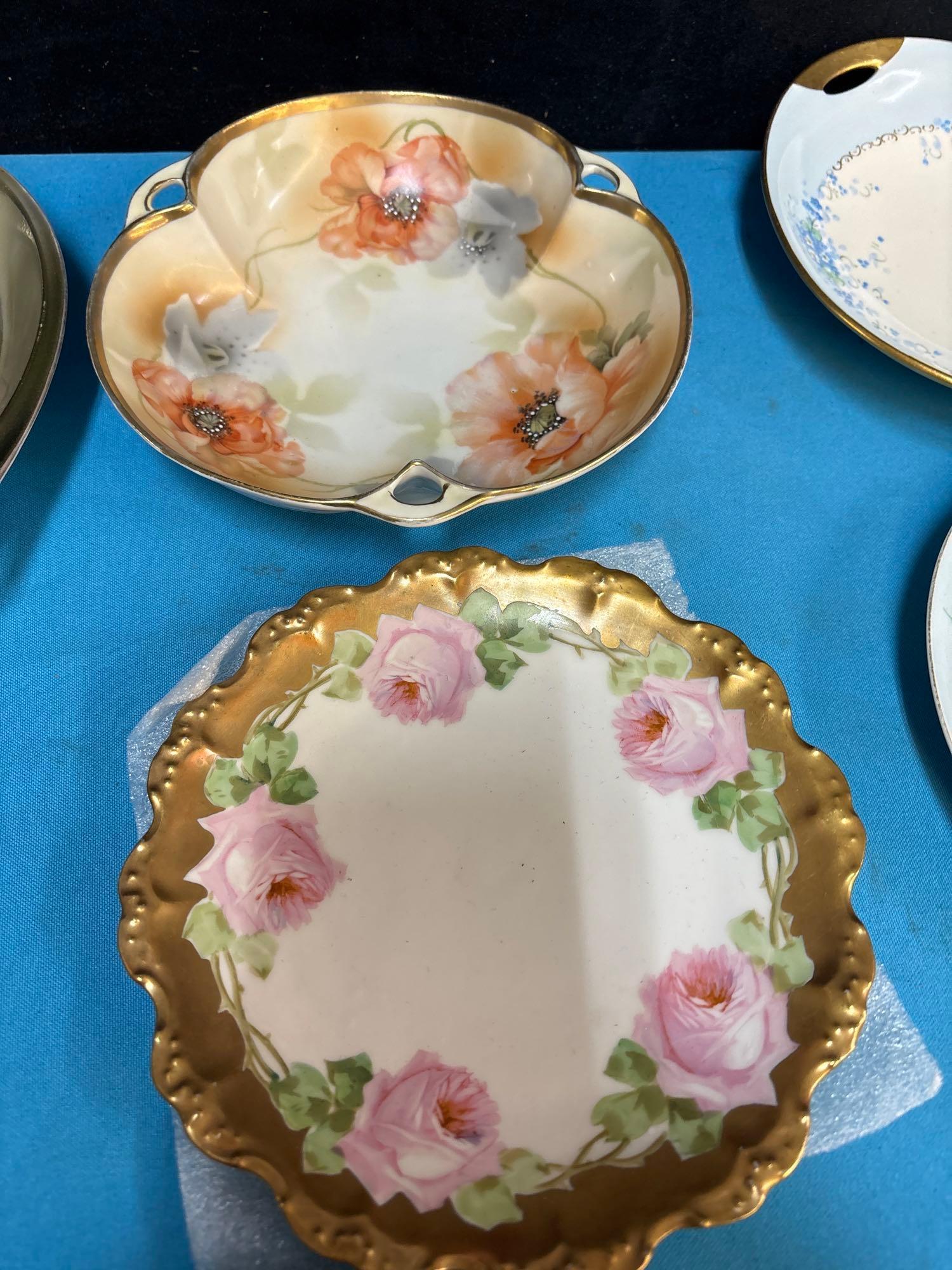 antique porcelain paint decorated plates