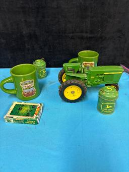 plastic and wood building blocks John Deere items