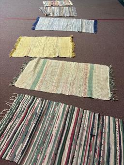 six vintage rag rugs