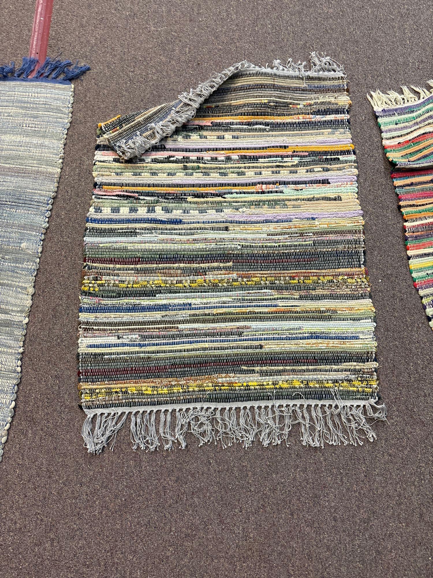 six vintage rag rugs