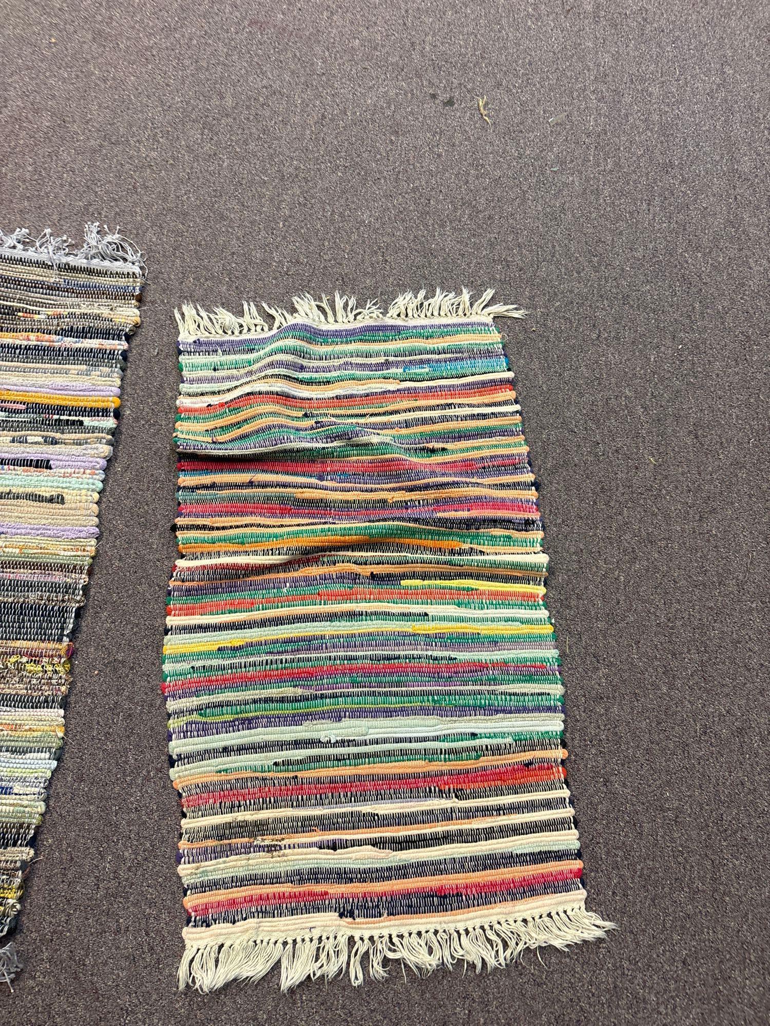six vintage rag rugs