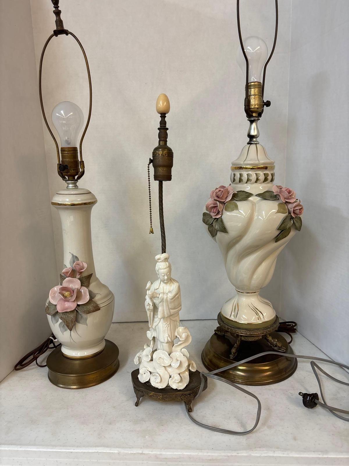 three vintage lamps