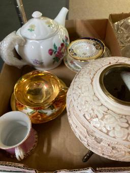 Teapot tea cups, vases, salt and peppers