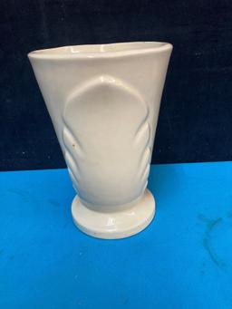 Zanesville Green vase and ivory pottery vase