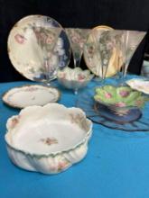 Handpainted antique dishes, looted glassware, Bulgaria, Nippon Limoges