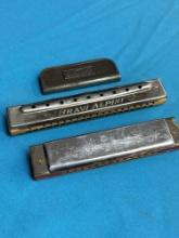 (2) vintage harmonicas hohner & Waverly guitar slide