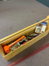 hammers wood tool box string line tape