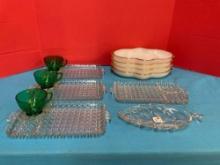 Snack plates, and fire king relish dishes