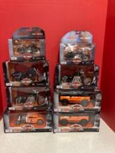 Eight new in box Harley Davidson Diecast vehicles