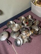 stainless steel pots lids aluminum pieces large lot
