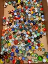 grouping of vintage glass marbles